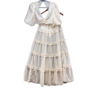 AFRM Emily Top Sabina Skirt Outfit Womens Small Gardenia Ivory Fairy Romantic